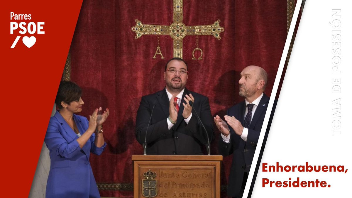 psoeparres's tweet photo. 👉🏻Esta mañana tomaba posesión como presidente del Principado de Asturias, el Secretario General de la FSA, Adrián Barbón, a quien estuvimos arropando desde la Agrupación de #Parres y al que le deseamos todos los aciertos posibles para seguir impulsando y mejorando nuestra tierra. https://t.co/FOS6fKUgPW