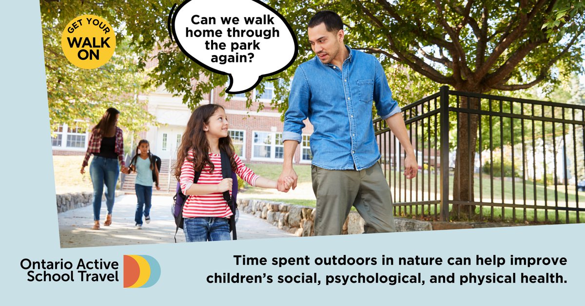 Getting active by walking to school is a simple way to improve children’s psychological and physical health. ☀️😁

For this upcoming school year, choose #ActiveSchoolTravel and help your child make the most of their daily commute. 🏫

Find resources at ontarioactiveschooltravel.ca/back-to-school/