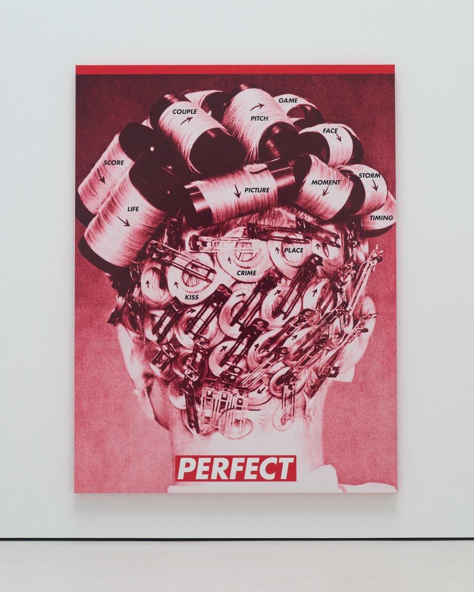 GlenstoneMuseum's tweet photo. Now on view in Room 9 of the Pavilions: Barbara Kruger's large-scale triptych,  “Untitled (Never Perfect Enough),” 2020

https://t.co/hMSwjQja2s https://t.co/MDu3C5s6mc