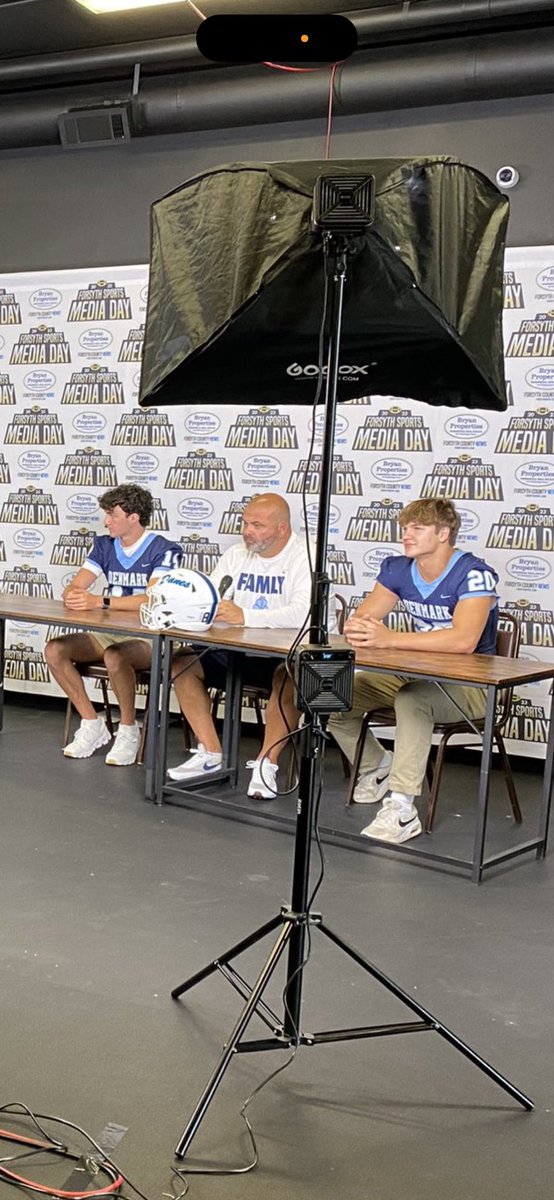 DenmarkDanesFB's tweet photo. Coach P, @JTNelson_7 &amp; @JacobSmxth2 repping for Danes football at Forsyth Sports media day yesterday. The time is almost here! #GoDanes 🐶 https://t.co/7DaMZ328LB