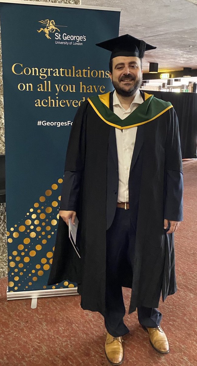 Long awaited graduation ceremony for my MSc in Sports Cardiology St George’s University! A unique programme taught by world-leading experts for professionals with interest in #SportsCardio and #ICC @MichaelPapadak2 @SSharmacardio @StGeorgesUni