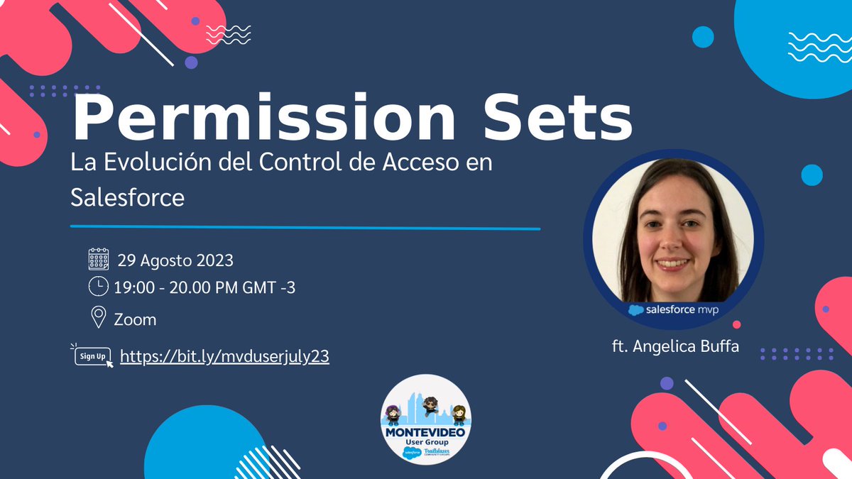 barblackaller's tweet photo. El User group de Montevideo vuelve con sesiones!! Los invitamos a la sesión: "Permission Sets: La Evolución del Control de Acceso en Salesforce", el próximo 29 de Agosto a las 19 hrs UYT. Link: https://t.co/Vv83Eb2crb
#TrailblazerCommunityGroups #MvdUserGroup #Salesforce https://t.co/F2pKDxhoK4