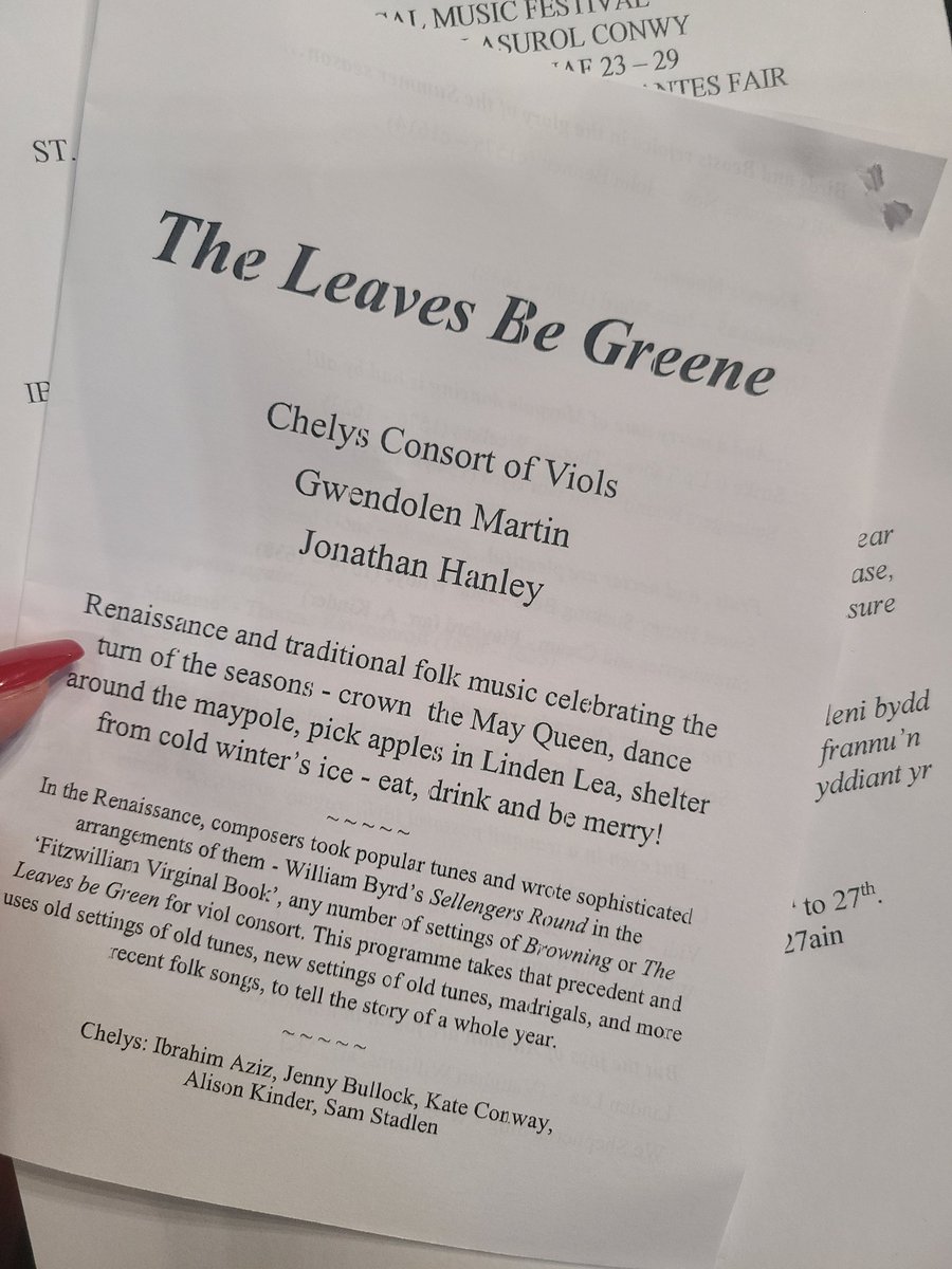 #renaissancemusic lovers will be thrilled with tonight's programme 'The Leaves Be Greene' presented by <a href="/chelysviols/">Chelys</a> featuring soloists Gwendolen Martin, and Jonathan Hanley. Starting now!