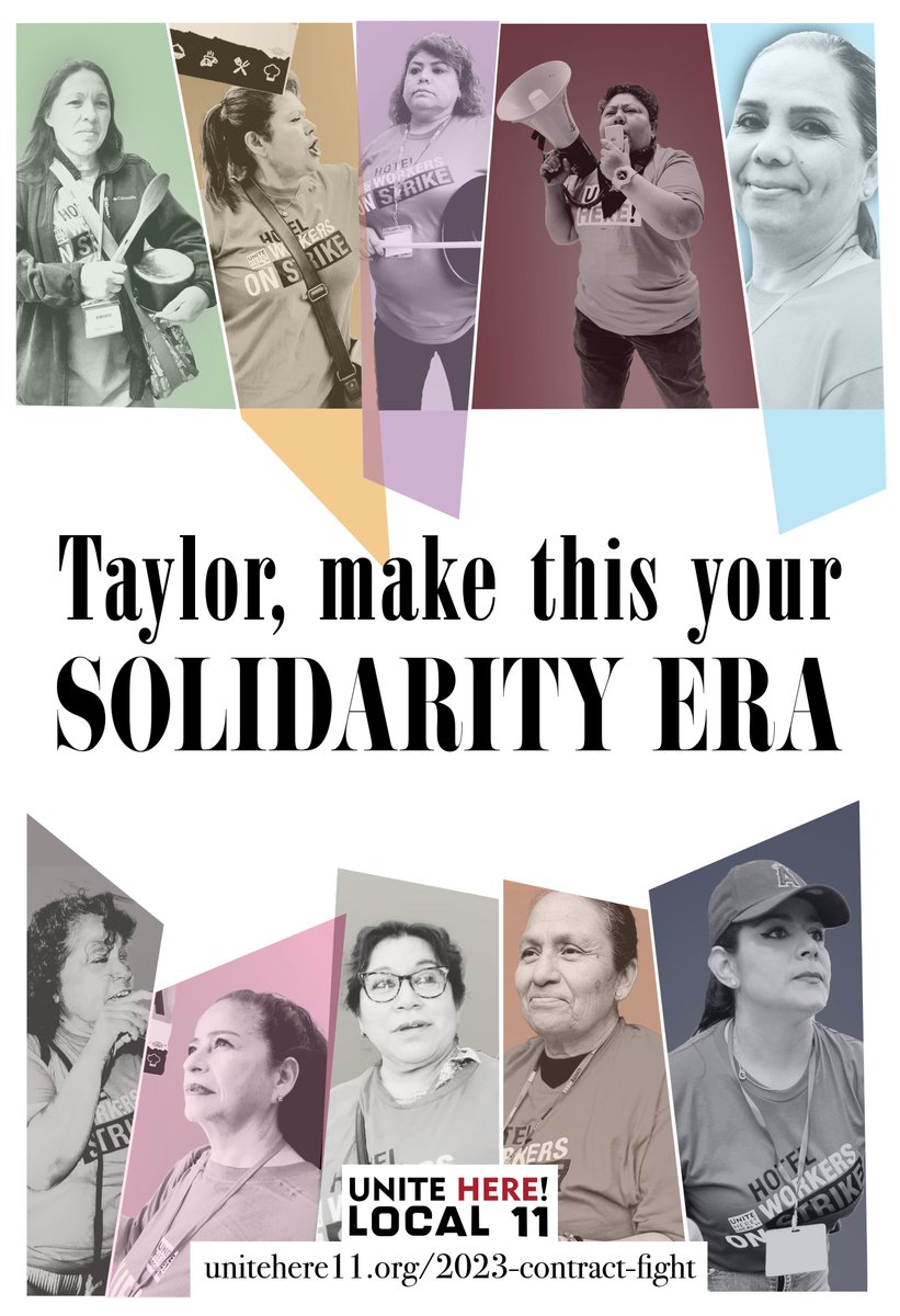 BREAKING: Dozens of striking hotel housekeepers rally to call on <a href="/taylorswift13/">Taylor Swift</a> to support their fight for a wage that enables them to afford to live in Los Angeles.

They ask her to honor their struggle and postpone her concerts.

#SoCalHotelStrike