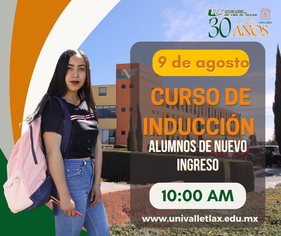 ¡Nos emociona enormemente darles la bienvenida a todos los alumnos de nuevo ingreso!
Nos vemos el 9 de agosto a las 10 de la mañana en las instalaciones de la #UVT. 
¡Bienvenidos a la UVT, donde juntos construimos el futuro!
 #NuevoIngreso #InscripcionesAbiertas #Tlaxcala