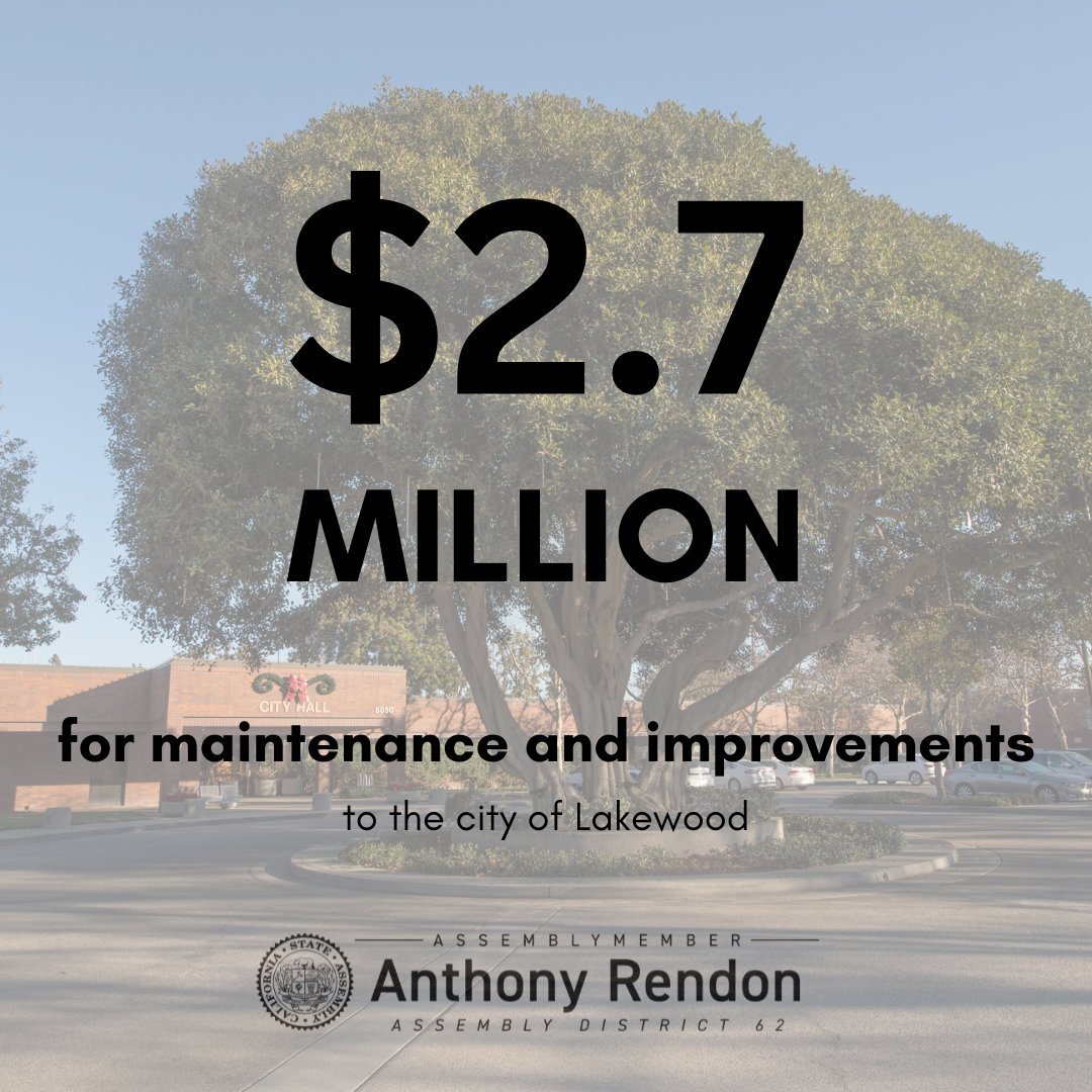 Another #BudgetWin for our community- I'm proud that I was able to help secure $2.7 million for the city of City of @lakewoodca in this year's budget.