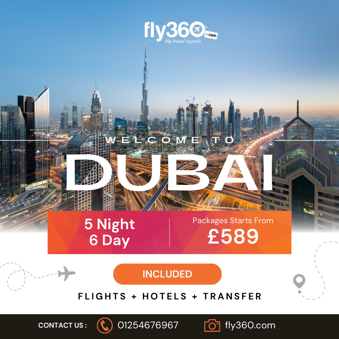 fly360uk's tweet photo. Get ready to be mesmerized by Dubai's charm! 
Trust https://t.co/gCgEfhV75t, the travel experts, to curate your perfect 5-night and 6-day journey, starting from just £589. With flights, hotels, and transfers all included, your Dubai dream awaits!
.
.
#Fly360 #DubaiAdventure https://t.co/hETJjhY781