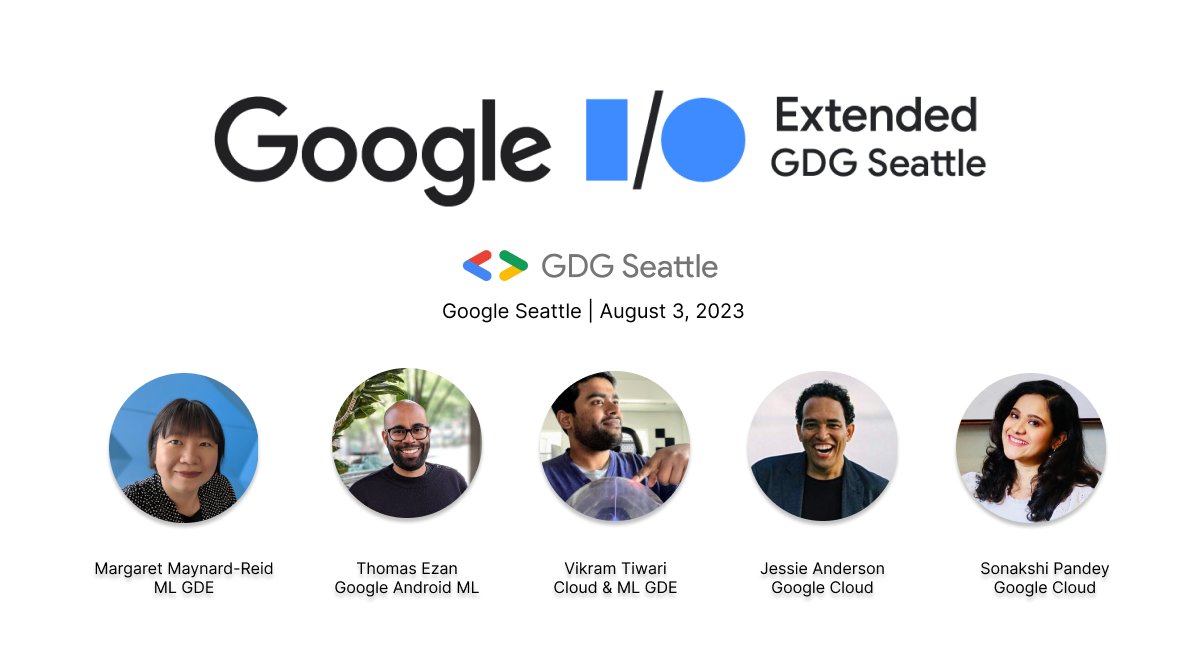 Join #GoogleIOExtended by <a href="/GDGSeattle/">GDG Seattle</a> on 8/3, w/ talks by #ML #GDE <a href="/margaretmz/">Margaret M.</a>, <a href="/lethargicpanda/">Thomas Ezan</a>, <a href="/Vikram_Tiwari/">Vik</a>, Jessie Anderson &amp; Sonakshi Pandey. #GenAI #GenerativeAI #GoogleCloud, #Android #ML <a href="/GoogleDevsNA/">Google for Developers Communities - North America</a> <a href="/googledevgroups/">Google Developer Groups</a>  <a href="/GoogleDevExpert/">@GoogleDevExpert</a>

RSVP here meetup.com/gdg-seattle/ev…