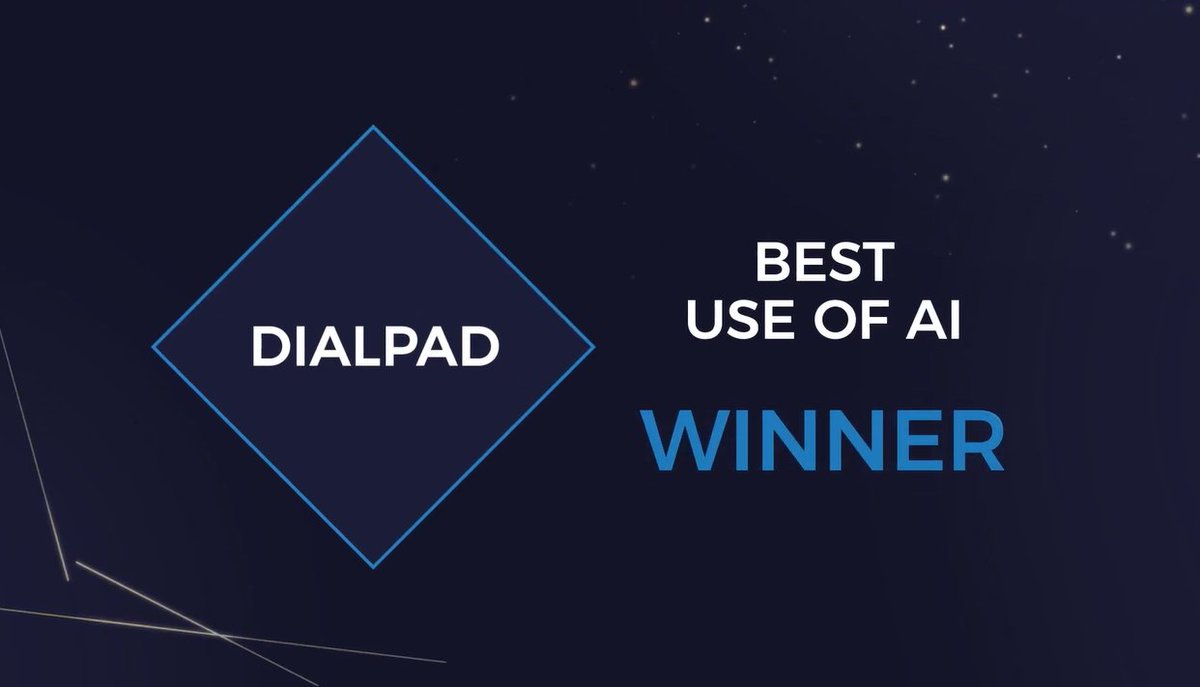 dialpad's tweet photo. POV: You just won "Best Use of AI" in this year's UC Today Awards.
Just in time for this month's #12MonthsOfAi launch! Coming soon...
#Dialpad #AI #ArtificialIntelligence https://t.co/FL9cshTGW9