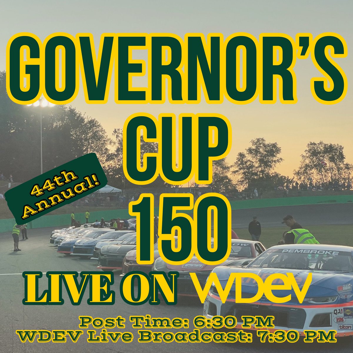 InsideGroovePod's tweet photo. Race day at @ThunderRoadVT 🏁

The Governor’s Cup 150 is the event of the summer, and tonight should be no different. Who’s going to score a win in this Crown Jewel event? 

6:30 PM Post time! 

📺: @FloRacing 
📻: @WDEVRadio https://t.co/IFZFdr6qeg