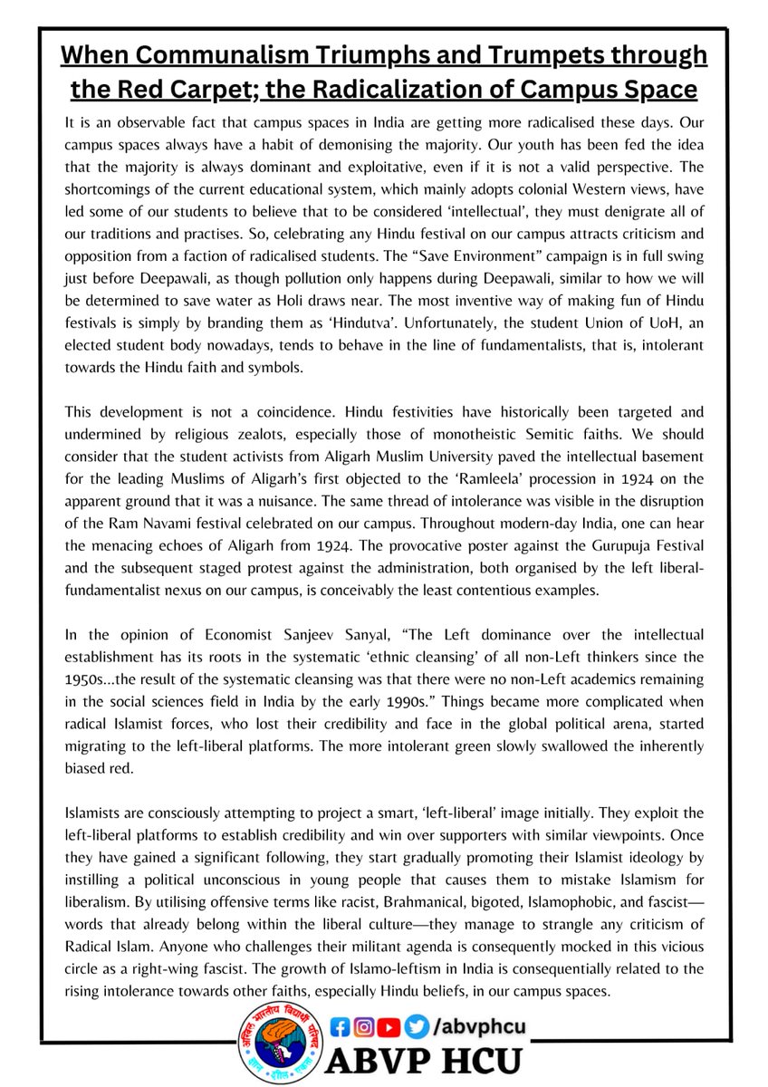 abvphcu's tweet photo. When communalism triumphs and trumpets through the red carpet: the radicalization of campus space https://t.co/G3yBrOSR7G