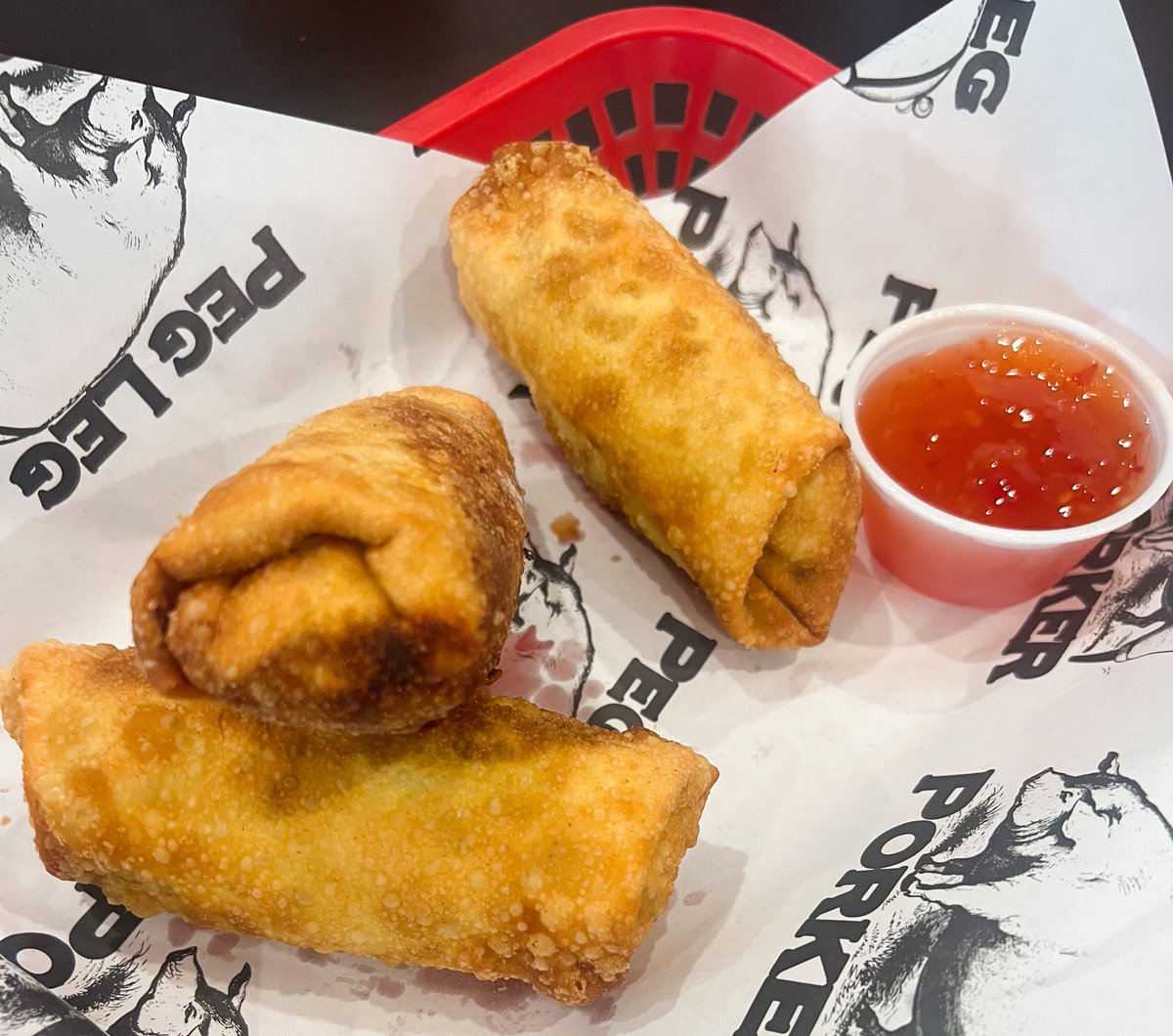 PegLegPorker's tweet image. ROLL UP to PLP for todays special! 

Thursdays  we have BBQ #Springrolls! 🐖 Get em’ while we got em’!