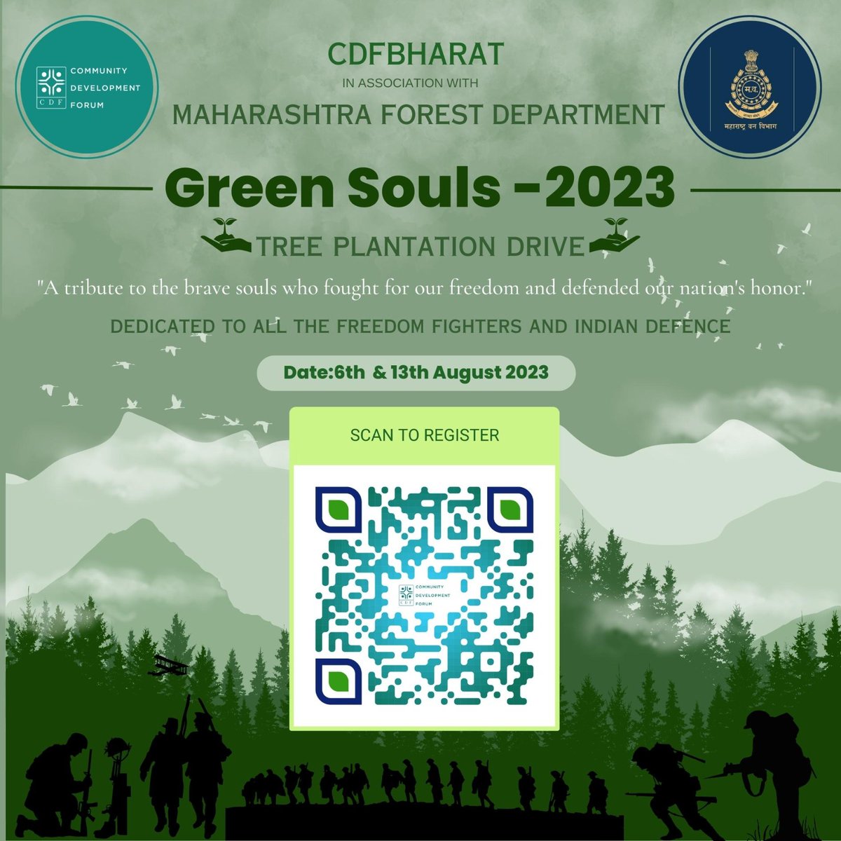 CDFBharat's tweet photo. On this Independence we are planting trees as a Tribute to all the Freedom Fighters and Indian Defense. 

 *Date - 6th &amp; 13th of August 2023* 
*Time - 7am Onwards* 
*Location - Dindigad, Sonale Village, Bhiwandi* (Near Kalyan Bhiwandi Bypass). https://t.co/rQPwK7V0JI