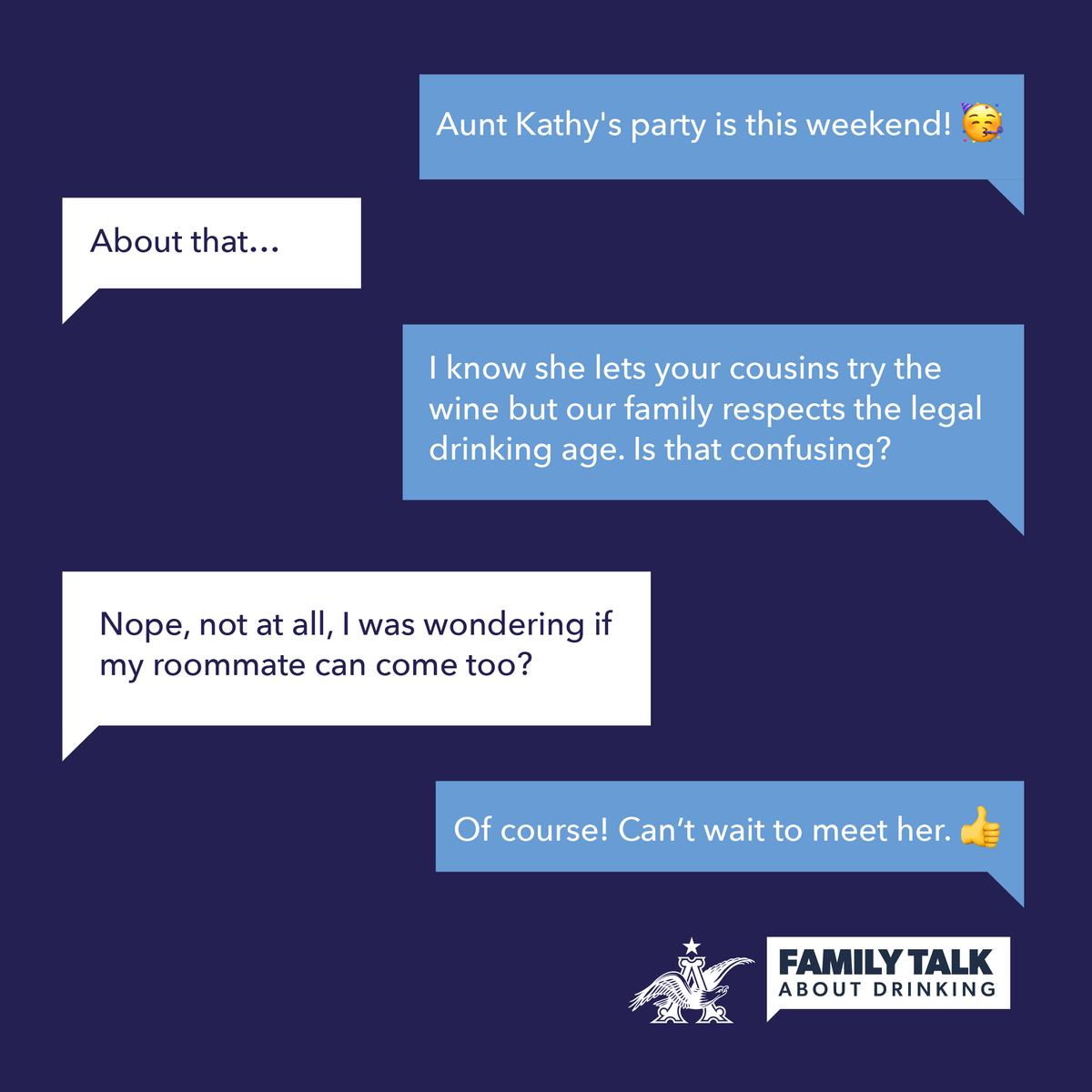 ABFamilyTalk's tweet photo. Sometimes different families decide to enforce rules differently. Be direct with your approach to underage drinking to avoid mixed messages. #parenthood https://t.co/cHgcCfZPtW