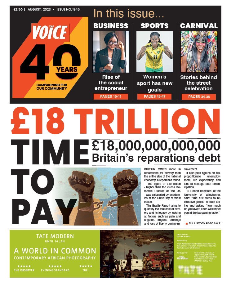 THE VOICE: £18 Trillion. Time to Pay #TomorrowsPapersToday