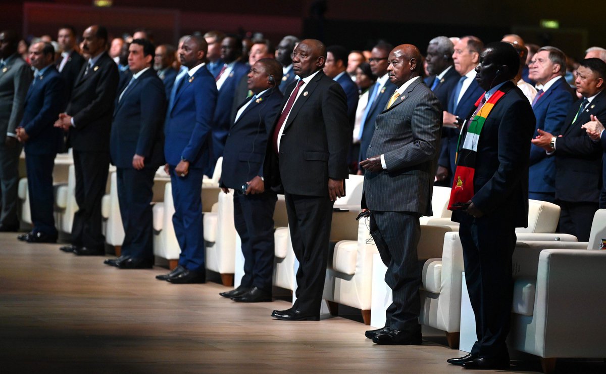 PresidenceMali's tweet photo. Le Président de la Transition, SE le Colonel @GoitaAssimi, Chef de l’État, a pris part, ce jeudi 27 juillet 2023 à l’ouverture des travaux de la deuxième session du Forum économique et humanitaire Russie-Afrique, à l’Expoforum. https://t.co/8zeXvvGUEl