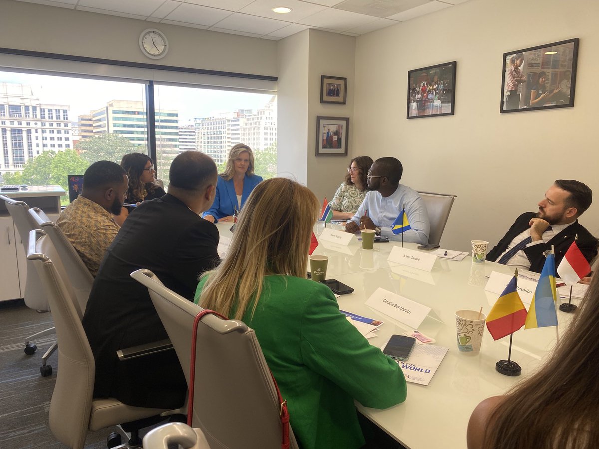 IRIglobal's tweet photo. On day two of the #MFFExchange, fellows met with @USGLC and @IRIGlobal alum @mbekkering to discuss market-based approaches to development and how the US government and private sector can work together to drive forward sustainable development. https://t.co/JQtvg3rqS0