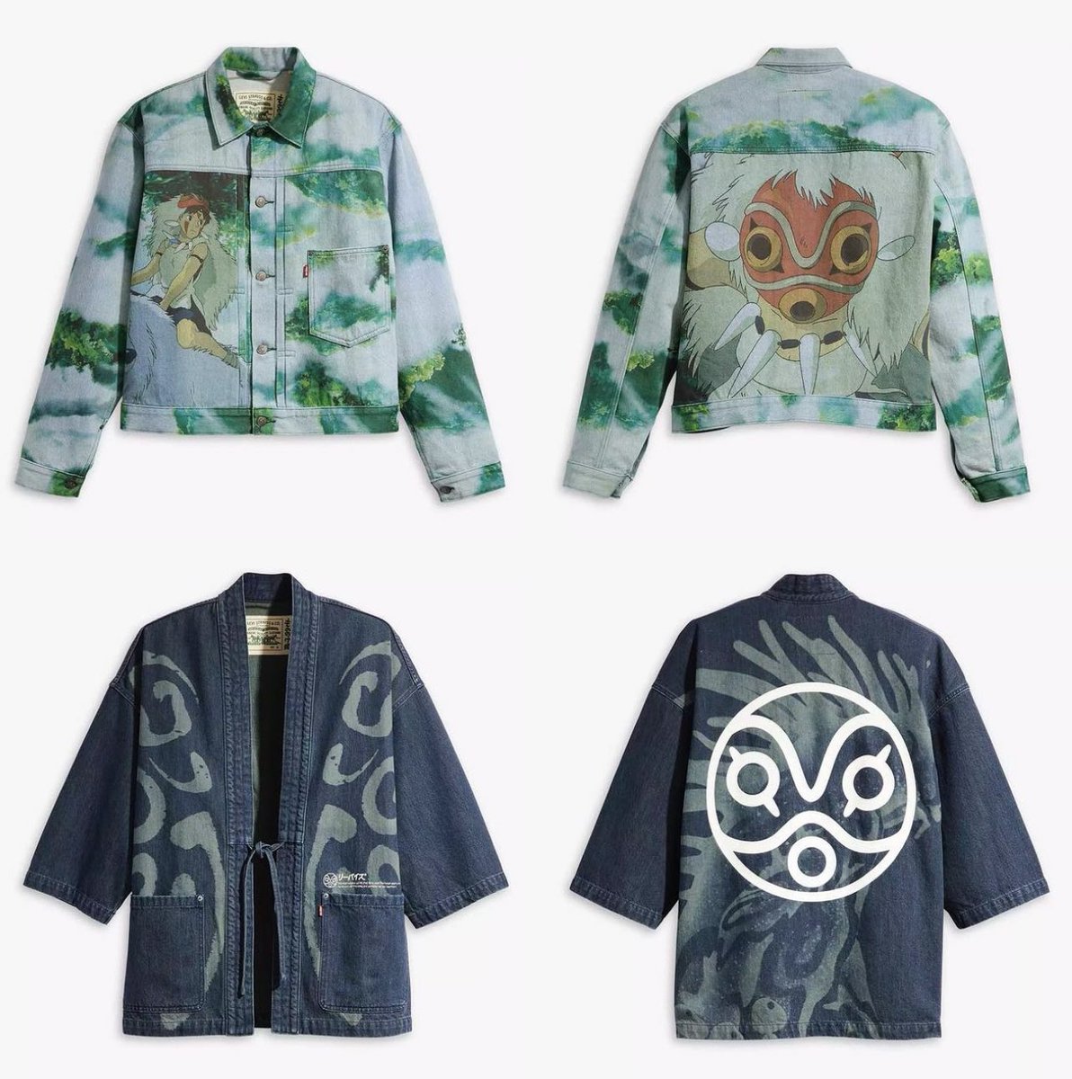 StreetFashion01's tweet image. A Closer Look at the Levi’s x Studio Ghibli “Princess Mononoke” Collection!🖤