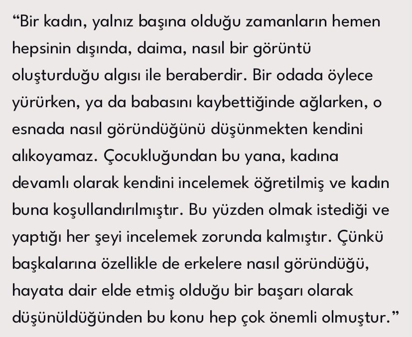ezgio_'s tweet photo. John Berger’in Görme Biçimleri’ndeki bu metni aklıma geldi hemen. Keşke @nihanka  bana ne olup gittiğini kendi bakış açısıyla anlatsa 💫 https://t.co/UOuLXGuI18