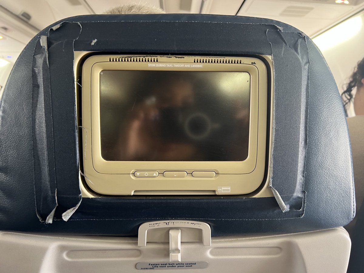 ⁦<a href="/Delta/">Delta</a>⁩ seriously? Cloth tape holding the video monitor in place?
