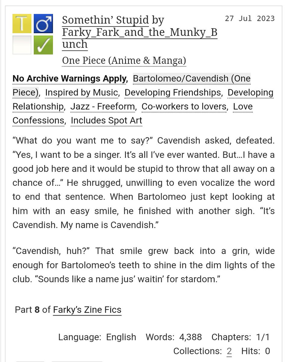 Farky_Fark1's tweet photo. Come take a look at my fic from the @OPMusicZine! I'm very proud of this one and it does of course feature spot art from @cinziq_ 💞🎶 https://t.co/uX7XkNYUO2