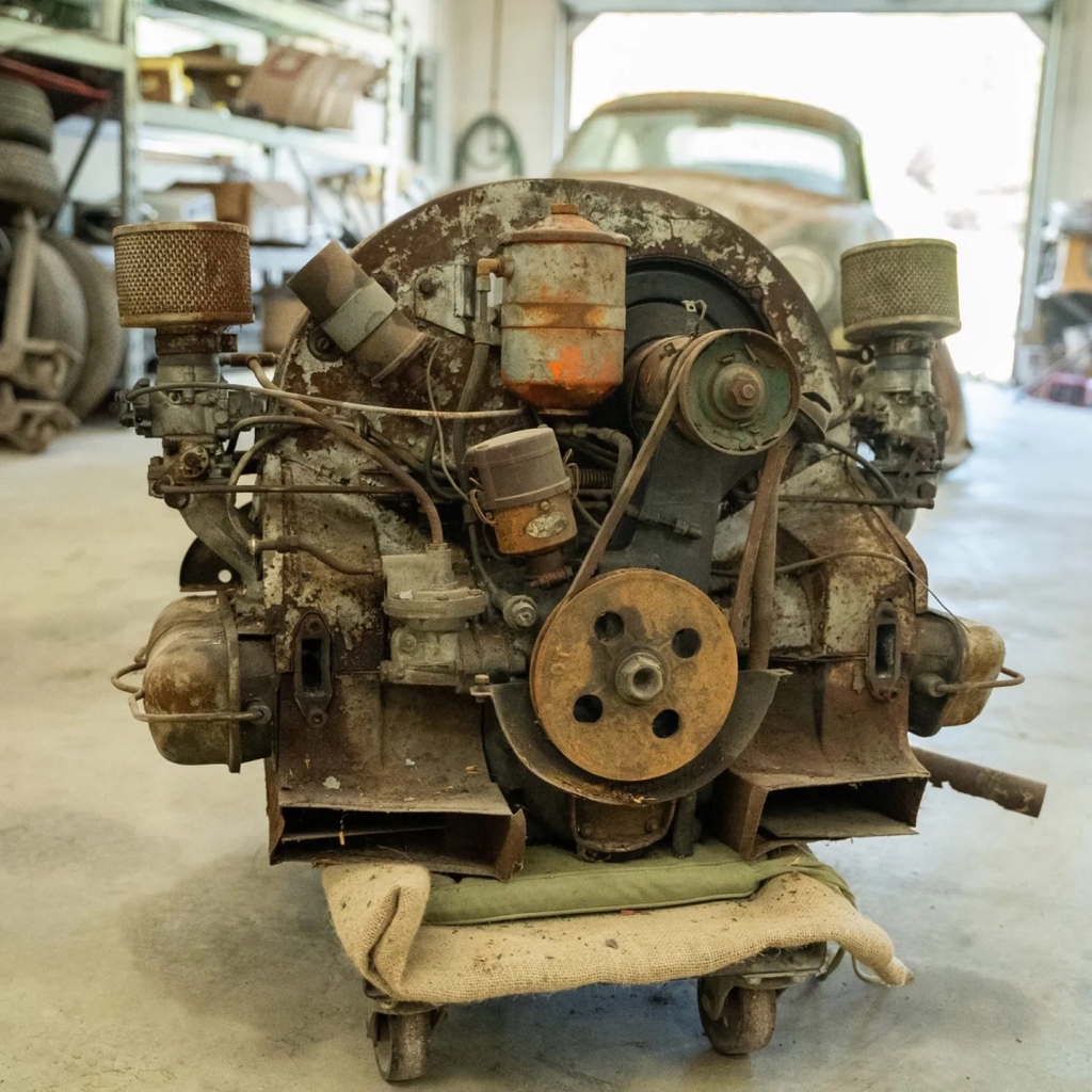 Bringatrailer's tweet photo. Pre-resto Pre-A

This 1953 356 is a bent-window Pre-A coupe that is said to have been stored in a garage since 1968. Details include a four-speed transaxle, 15″ steel wheels, drum brakes, a steering wheel, and VDO instrumentation. It’s listed now on BaT: https://t.co/V5QZ3QIvKt https://t.co/kT5nmoN7Io
