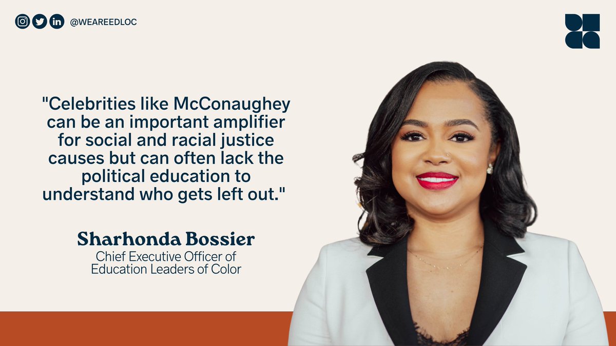 WeAreEdLoC's tweet image. Our CEO, Sharhonda Bossier, was featured in @Axios, sharing insights on celebrity advocacy &amp;amp; social justice. Her vision fuels our commitment at EdLoC! Read more: tinyurl.com/bdcuc2fx #PressFeature #SocialJustice #Leadership #WeareEdLoC