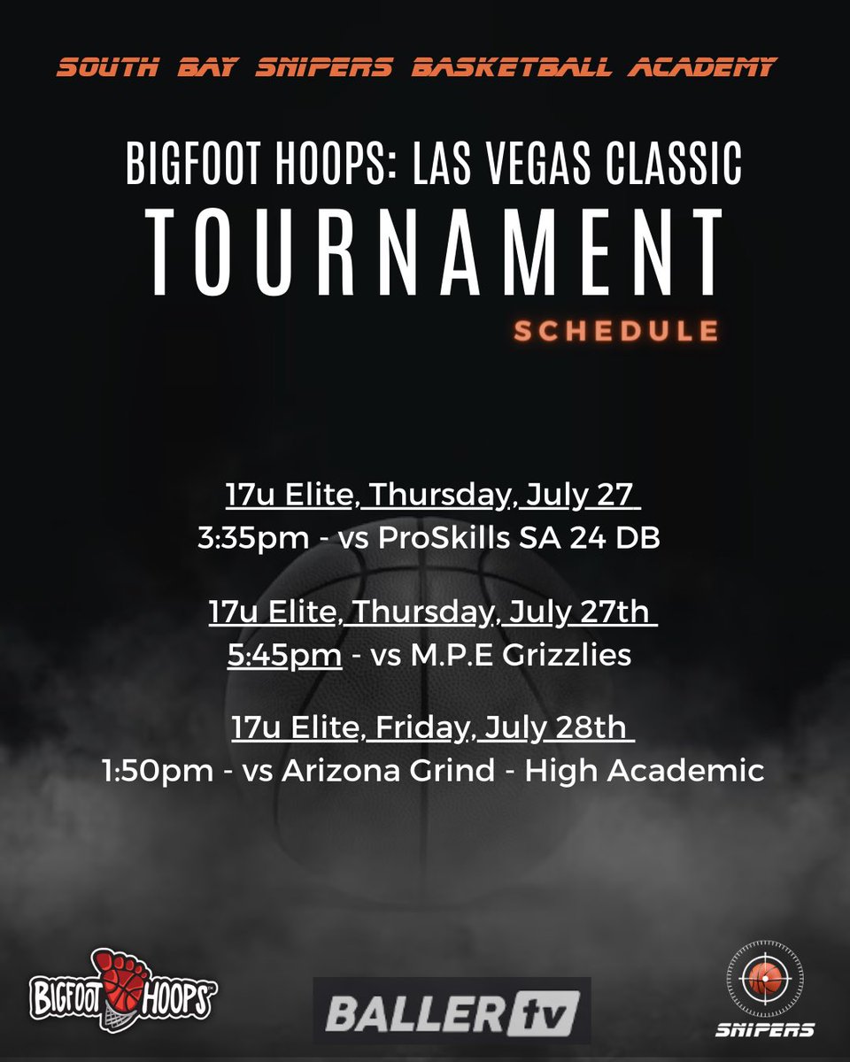 South Bay Snipers (@southbaysnipers) on Twitter photo Our varsity squad is ready for the BigFoot Hoops Las Vegas Classic. All games can be caught on Ballertv! <a href="/BigfootHoops/">Bigfoot Hoops</a> <a href="/coach_apodaca/">Jimmy Apodaca</a> <a href="/JucoRecruiting/">JucoRecruiting.com</a> <a href="/bball_recruited/">BasketballRecruiting.com</a> @universalscout <a href="/ncsa/">NCSA College Recruiting</a> Our varsity squad is ready for the BigFoot Hoops Las Vegas Classic. All games can be caught on Ballertv! <a href="/BigfootHoops/">Bigfoot Hoops</a> <a href="/coach_apodaca/">Jimmy Apodaca</a> <a href="/JucoRecruiting/">JucoRecruiting.com</a> <a href="/bball_recruited/">BasketballRecruiting.com</a> @universalscout <a href="/ncsa/">NCSA College Recruiting</a>