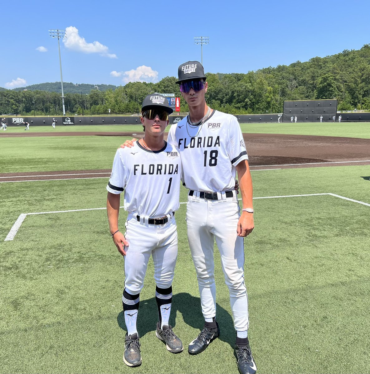 PrepBaseballFL's tweet photo. #PBRFG23 x @SDEagleBaseball 

Douglas’s Bennett Gary and Nick Diaz both homer in Game 1 of the 2023 PBR Future Games. 

#PBRBombSquad 💣 https://t.co/Yq4KjQqOLW