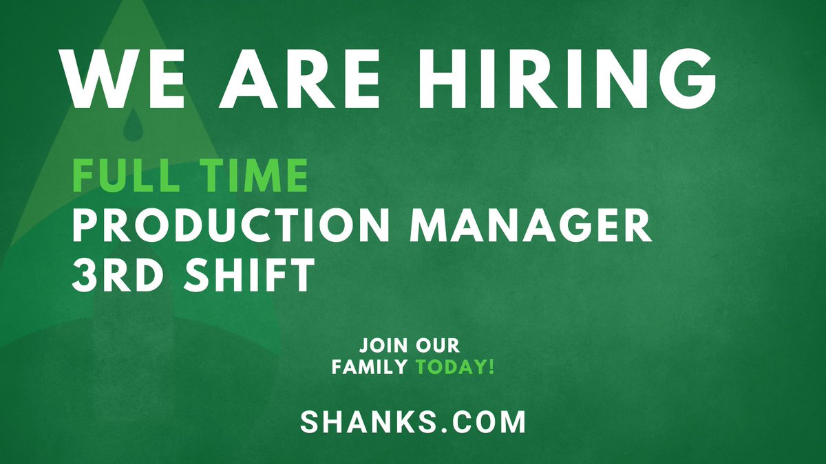 ShanksFlavoring's tweet photo. Are you a driven and experienced leader passionate about managing production operations?  We have an immediate opening for a 3rd Shift Production Manager.

🕒 Schedule: Sun-Thur, 11:00 pm - 7:30 am
👉 Apply online here: https://t.co/4l65dxyVyI

#JobOpening #HiringNow #JoinOurTeam https://t.co/DdDsjCVPFo