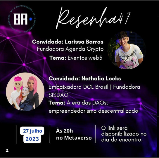 Hello Everybody! 
Today we gonna have a TALK about our FEMDAO | SISDAO at SPATIAL. Our speach is gonna be in portuguese but you are all wellcome to interact in english too.
11 UTC (20h BR)  at spatial.io/s/COMUNIDADE-B…
<a href="/LocksMuylaert/">Natydometaverso</a> <a href="/Alennitta/">Alennitta</a>