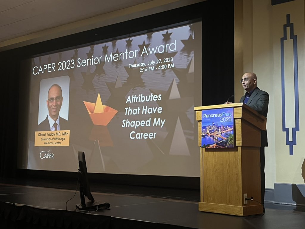 Congratulations Dhiraj Yadav MD, MPH, our 2023 CAPER Senior Mentor Award Honoree! 🎉#PancreasFest23 #GITwitter <a href="/UPMC/">UPMC</a>