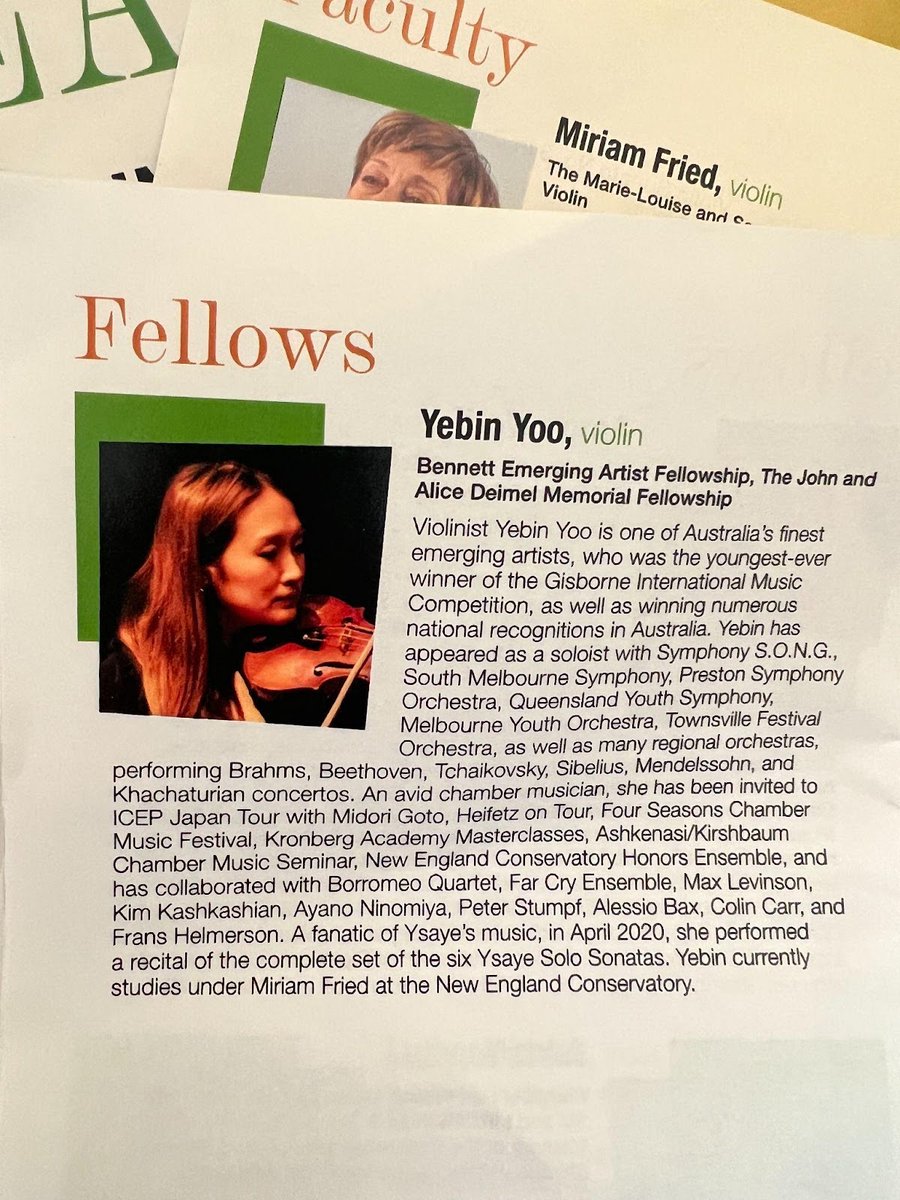 bijabennett's tweet photo. Sponsoring #violinist Yebin Yoo through the “Bennett Emerging Artist Fellowship” at the Ravinia Steans Music Institute is an honor. 

Last week, she performed Brahms Violin Sonata No. 3 alongside #pianist Adria Ye and I was blown away by the depth and beauty they evoked! https://t.co/4ugH6VMhgh