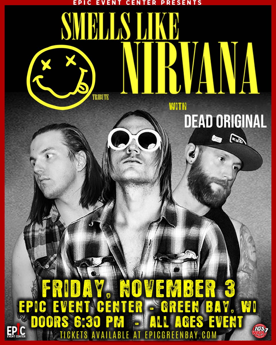 JUST ANNOUNCED - SMELLS LIKE NIRVANA W/ DEAD ORIGINAL!

Celebrate the legendary sounds of Nirvana &amp; Kurt Cobain w/ 'Smells Like Nirvana’ as they perform songs from Nevermind, In Utero, Bleach, and more.

Show:  November 3, 2023

Tickets on sale this Wednesday, August 9, 10am.