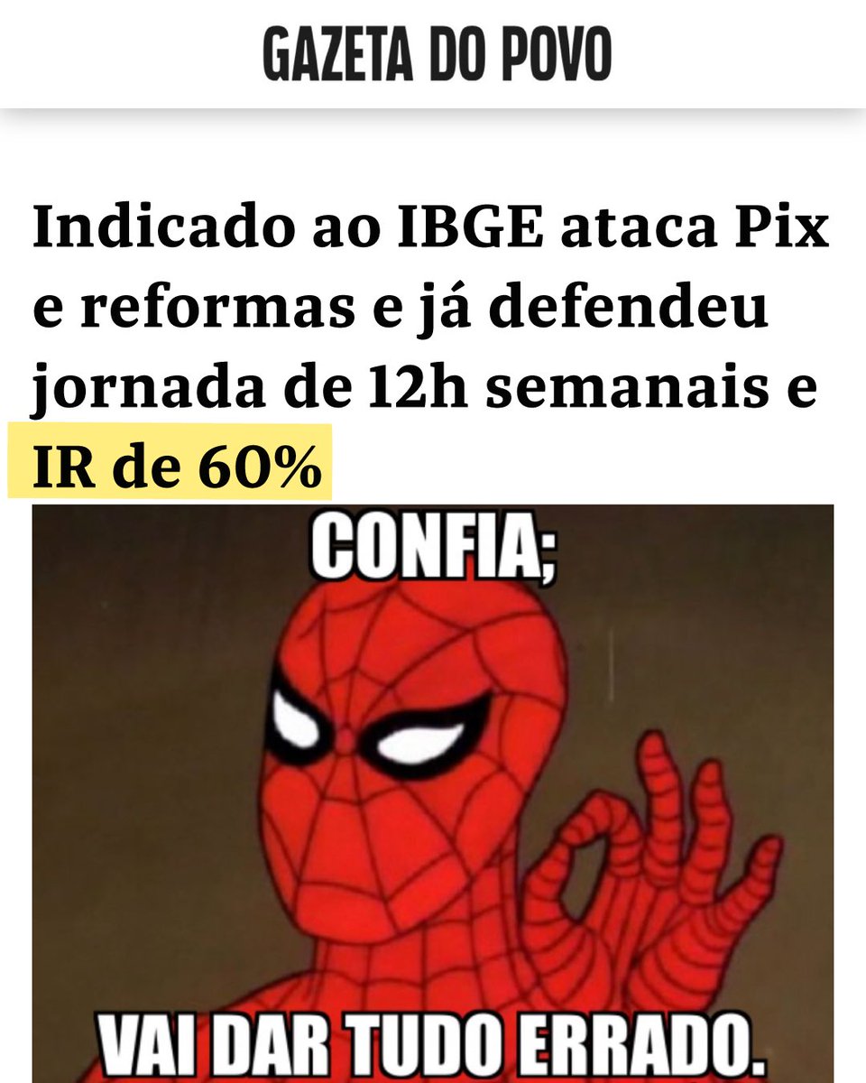 matheuscadorin's tweet photo. O novo presidente do #IBGE , Marcio Pochmann, defendeu Imposto de Renda de até 60% !!! Pochmann também criticou o PIX, que agiliza a vida de todo mundo, e ajuda principalmente os mais pobres, já que não cobra taxa, como TED e DOC.
😡 Parece que o Brasil está andando para trás. 🤦🏻 https://t.co/MCxkxclNIw
