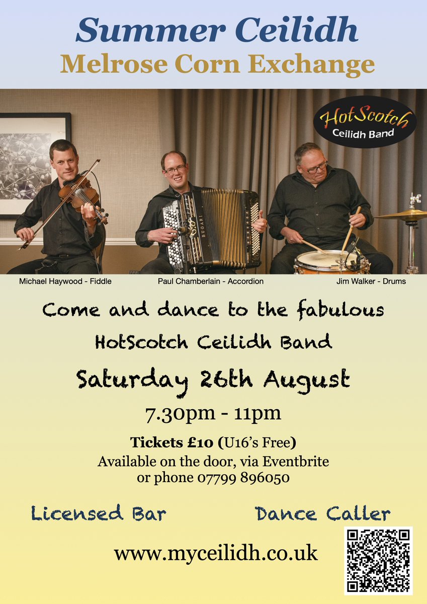 HotScotch Ceilidh (@myceilidh) on Twitter photo Come along to our Summer Ceilidh in #Melrose on Saturday 26th August. Licensed bar provided by <a href="/LiveBorders/">Live Borders</a>
Tickets £10 via Eventbrite - eventbrite.co.uk/e/summer-ceili…
#ceilidh #summer #hotscotch #accordion #fiddle #drums #ceilidhband #ceilidhdancing #dance #scottishborders #scotland Come along to our Summer Ceilidh in #Melrose on Saturday 26th August. Licensed bar provided by <a href="/LiveBorders/">Live Borders</a>
Tickets £10 via Eventbrite - eventbrite.co.uk/e/summer-ceili…
#ceilidh #summer #hotscotch #accordion #fiddle #drums #ceilidhband #ceilidhdancing #dance #scottishborders #scotland