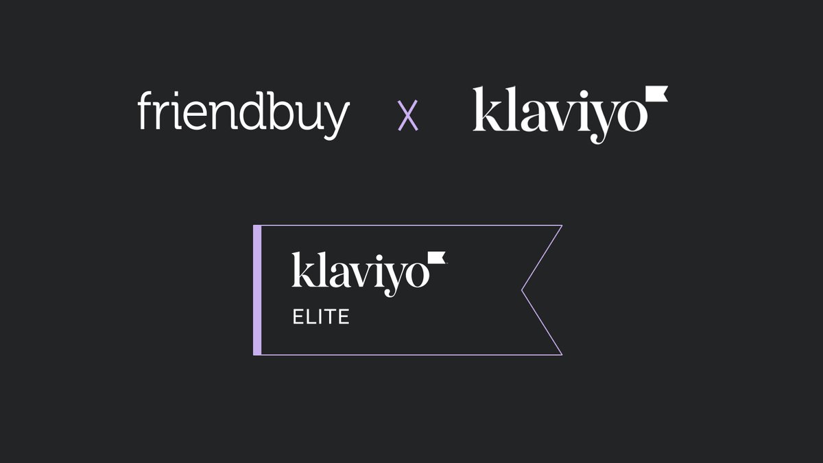 Friendbuy's tweet photo. We’re thrilled to share that Friendbuy is now a @klaviyo Elite Partner! 🎉 Check out how the Friendbuy &amp; Klaviyo two-way integration is helping brands accelerate email &amp; SMS subscriber growth, reward loyal customers, and drive more referrals: https://t.co/PmnyUAnXky https://t.co/LOLFDGYPmG