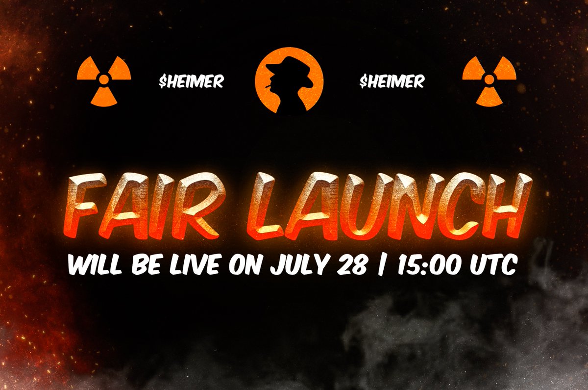 Oppenheimer_io's tweet photo. 🚀Fair Launch will be live on JULY 28 | 15:00 UTC $HEIMER

Congrats to Presale holders and see ya at launch

TG: https://t.co/QxKSI4SUeu
Website: https://t.co/FIJyVfHr0r 

#Crypto #Blockchain #Finance #Moonshot #Cryptocurrency #Shibarium #PEPE #BarbieToken #Oppenheimer #memecoin https://t.co/Gpi0ZZTy2O
