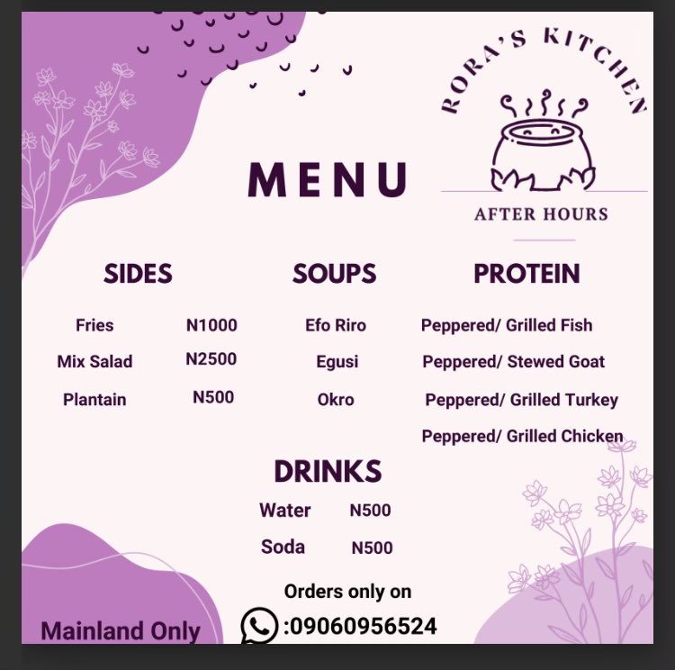 AfterHoursRora's tweet photo. Indulge in a delectable dinner experience like no other on the mainland!

The Kitchen is open and now available to deliver freshly prepared meals right to your doorstep.

09060956524 to order on WhatsApp.
7pm - 4am.

#midnightfood #lagos #BBNaijaAllStar https://t.co/aSJ3X8YC46