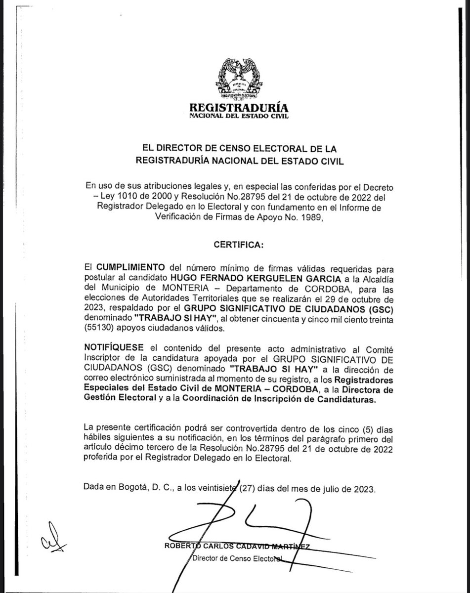 kerguelenhugo's tweet photo. ¡Primero Dios! 🙏🏼

Hoy, es otro de esos días donde la alegría desborda por la noticia más esperada. Me llena de motivación seguir adelante en esta travesía. 

De 90.000 firmas analizadas, la Registraduría validó 55.130 y con eso, el grupo significativo de ciudadanos en Montería Diremos: #TrabajoSiHay está listo para lo que se viene. 

Mil gracias a todos los que aportaron un grano de arena para cumplir esta meta 💪🏽