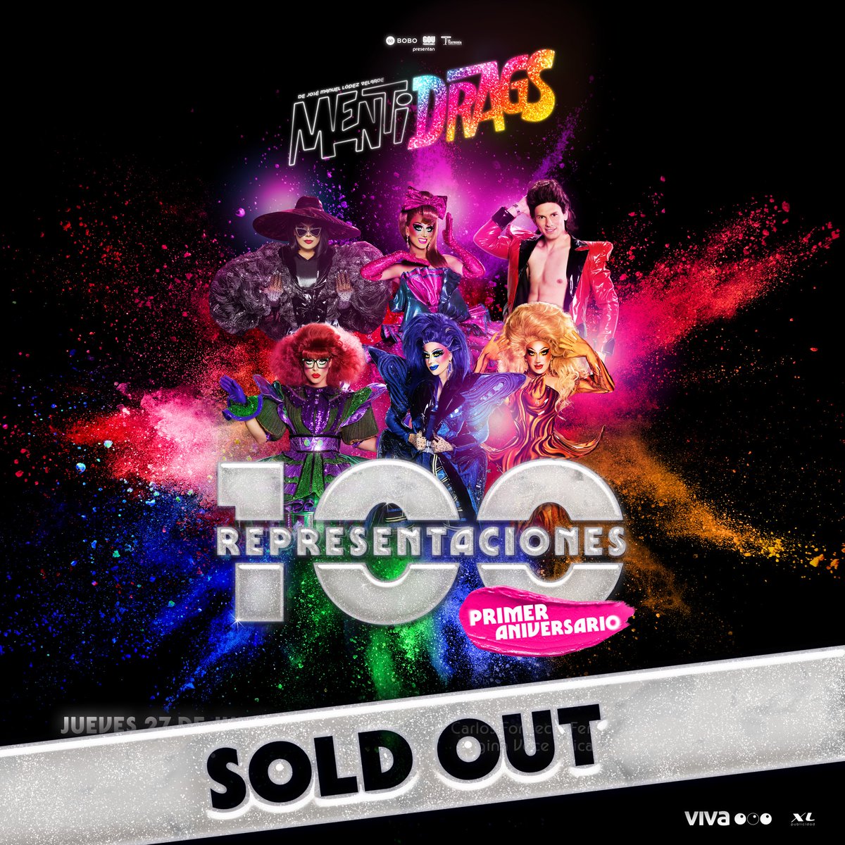 Oficialmentiras's tweet photo. La función de Aniversario/ 100 representaciones de #MentiDrags es #SoldOut ¡Nos vemos en la noche para celebrar! ✨💋🎉 https://t.co/7FGszOUZfl
