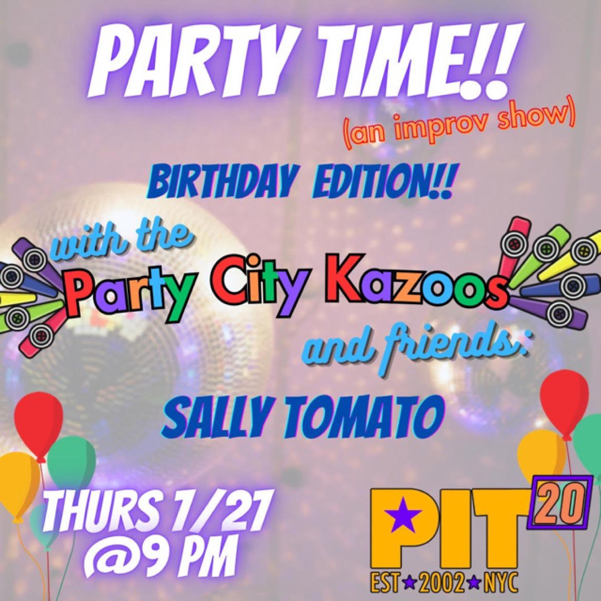 KnickerDavid's tweet image. SWEET MUSICAL IMPROV NEWS!

Tonight (Thurs 7/27) - My team Sally Tomato opens for the big Party City Kazoo show at the PIT!  9pm, 154 W 29th Street in Manhattan.

Sunday the 30th - I'm sitting in with Fourtune on the Awesome Hour variety show at Young Ethel's (Park Slope/Bklyn)