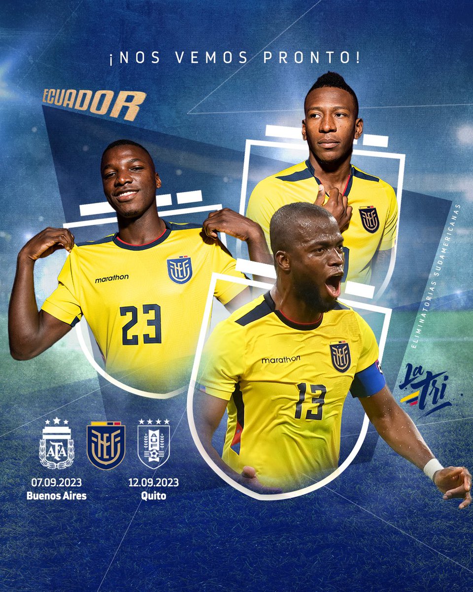 🔜Nos vemos pronto...

🇪🇨 🆚 🇦🇷 07/09/23
⌚ 19H00 (hora de Ecuador)

🇪🇨 🆚 🇺🇾 12/09/23
⌚ 16H00 (hora de Ecuador)