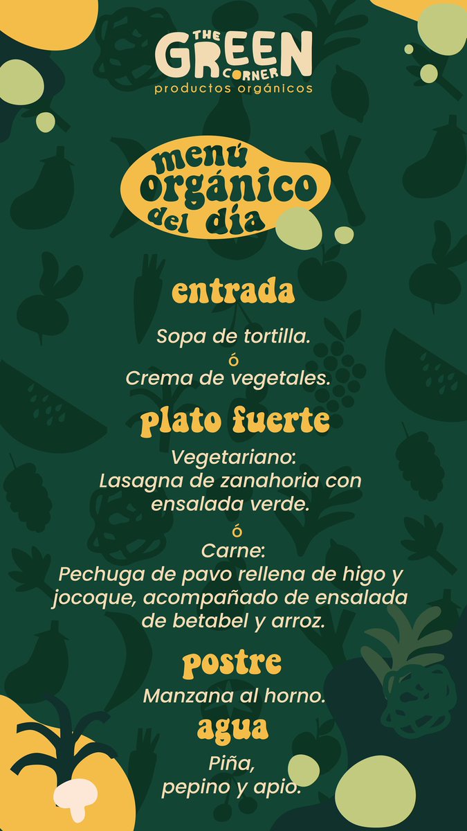 Ahí va nuestro menú del día. 
#FelizJueves #condesa #organico