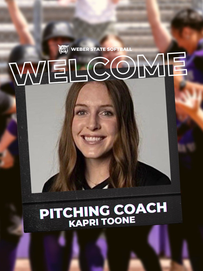 Weber State Softball (@wsusoftball) on Twitter photo Excited to announce that <a href="/KapriToone/">Kapri Toone</a> will be our new Pitching Coach! 💜
#wsusoftball // #WeAreWeber Excited to announce that <a href="/KapriToone/">Kapri Toone</a> will be our new Pitching Coach! 💜
#wsusoftball // #WeAreWeber