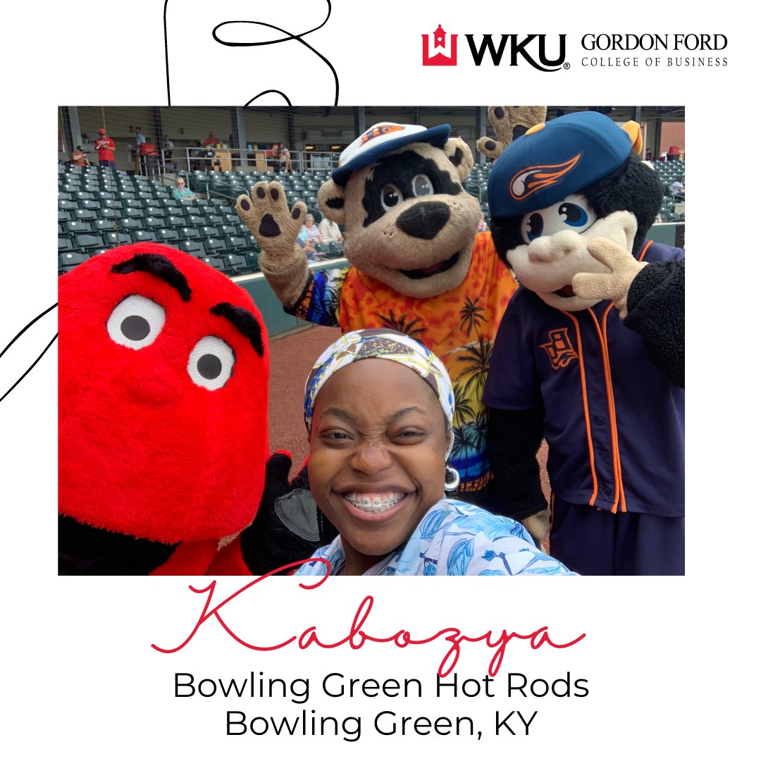 Senior Marketing major, Kabozya Wakombe has spent her summer interning with the Bowling Green Hot Rods! #wku #bghotrods #youbelongatgfcb #internship #nationalinternday23