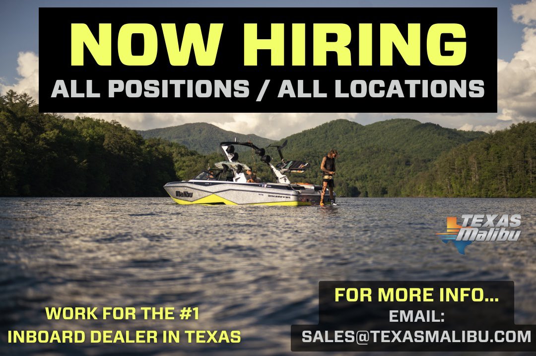 texas__malibu's tweet image. We are NOW hiring for all positions at all locations! You can call/text us at 512-244-9777 or email sales@texasmalibu.com for more information or send us over your resume!
#hiring #allpositions #alllocations #email #call #boats #lake #austin #newbraunfels #sanmarcos #marblefalls