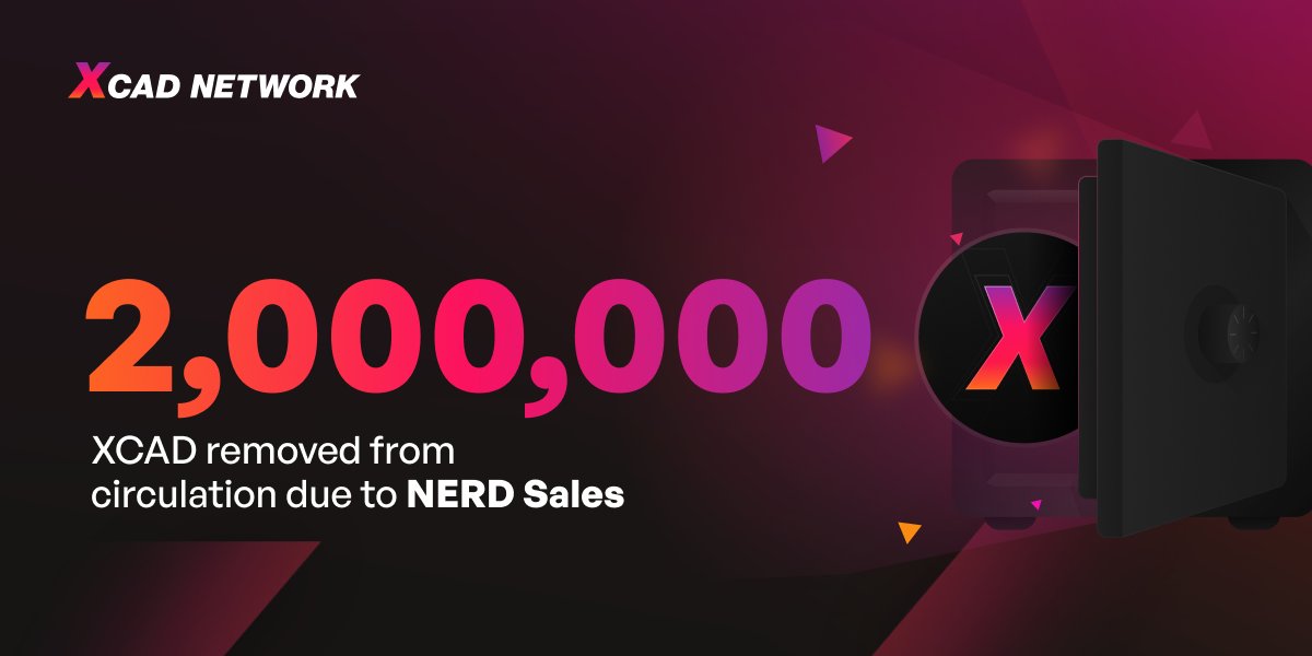 Boom!

2,000,000 XCAD has been locked off the market forever thanks to Nerd mints. 

That represents around 4.7% of the current circulating supply 🔥