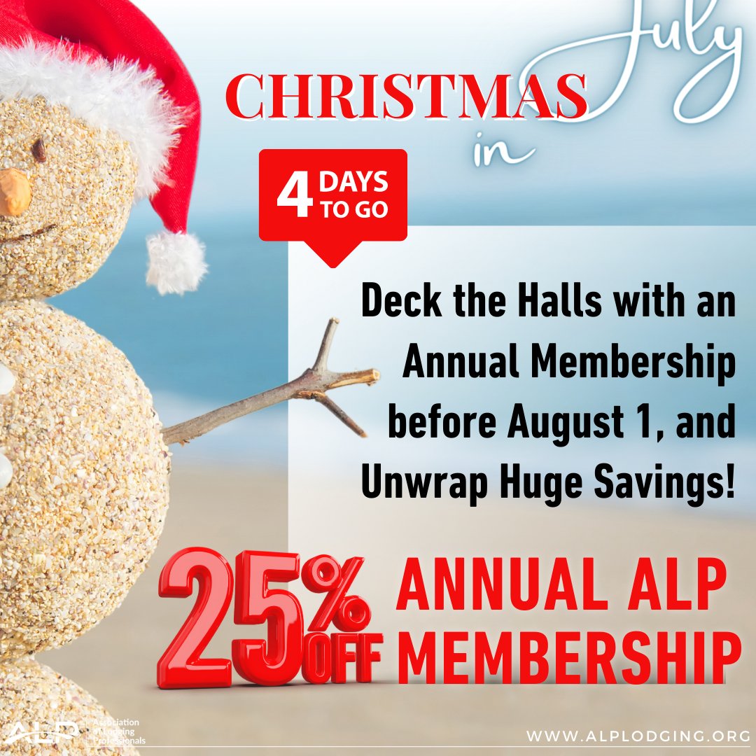 ALPLodging's tweet image. Only 4 days left to unwrap HUGE savings by using the form below to renew or sign up for an annual ALP Membership using the form below 👇🏻‼️⏰🎁🎅🏻🎄
members.alplodging.org/form