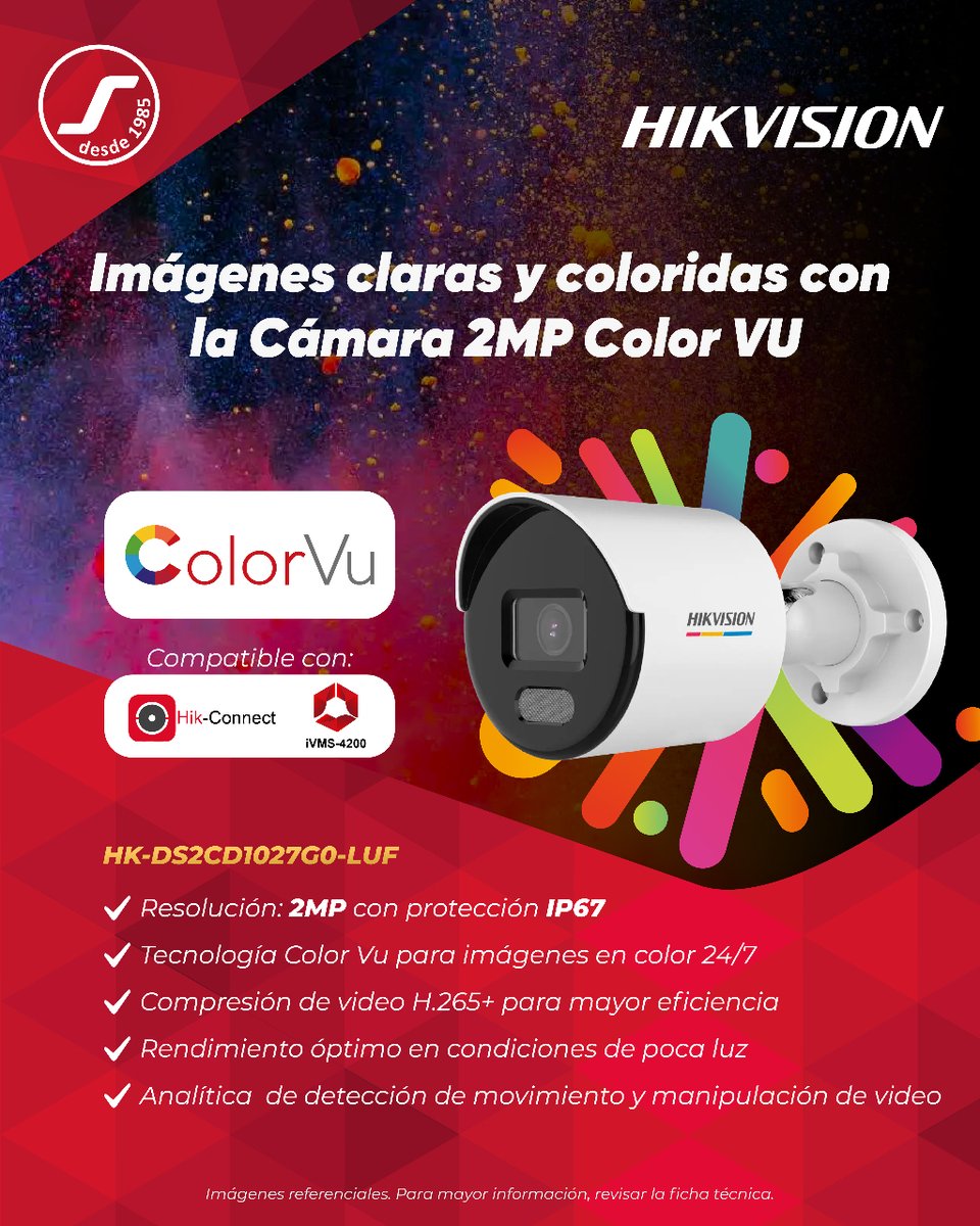 SegoSeguridad's tweet image. 💡 Ilumina tu mundo con tecnología de vanguardia. Las cámara HK-DS2CD1027G0-LUF #ColorVu de #Hikvision utilizan sensores de alta calidad y lentes avanzadas para ofrecerte imágenes claras y brillantes en cualquier momento del día. Ingresa aquí 👉 acortar.link/YyFiQV